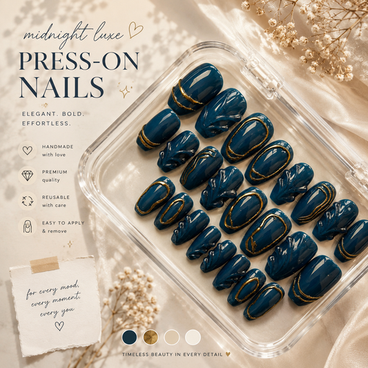 Celestial Blue 3D Chrome Press On Nails | Designer Nails (Universal)