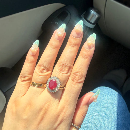 3D Shell Pastel Green Press-On Nails | Pearl Ocean Luxury Nails