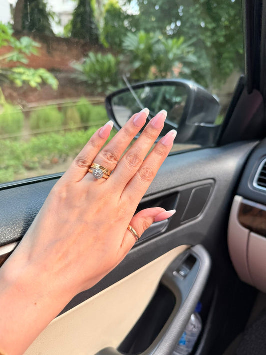 Classic Pink French Tip Coffin Press-On Nails