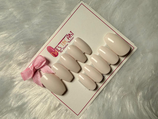 Classic White Glossy Press-On Nails | Coffin Shape | Minimal Elegant Set