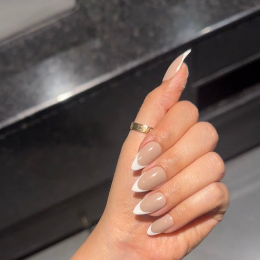 Nude French Tip Almond Press-On Nails