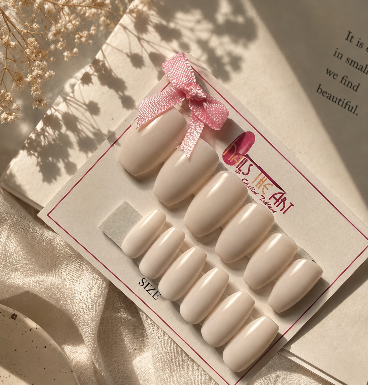 Classic White Glossy Press-On Nails | Coffin Shape | Minimal Elegant Set (Universal)