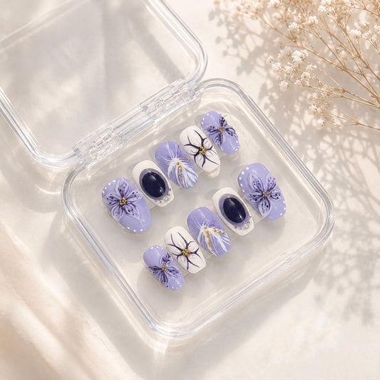 Lavender Bloom - 3D Floral Press - On Nails (10 Nails)