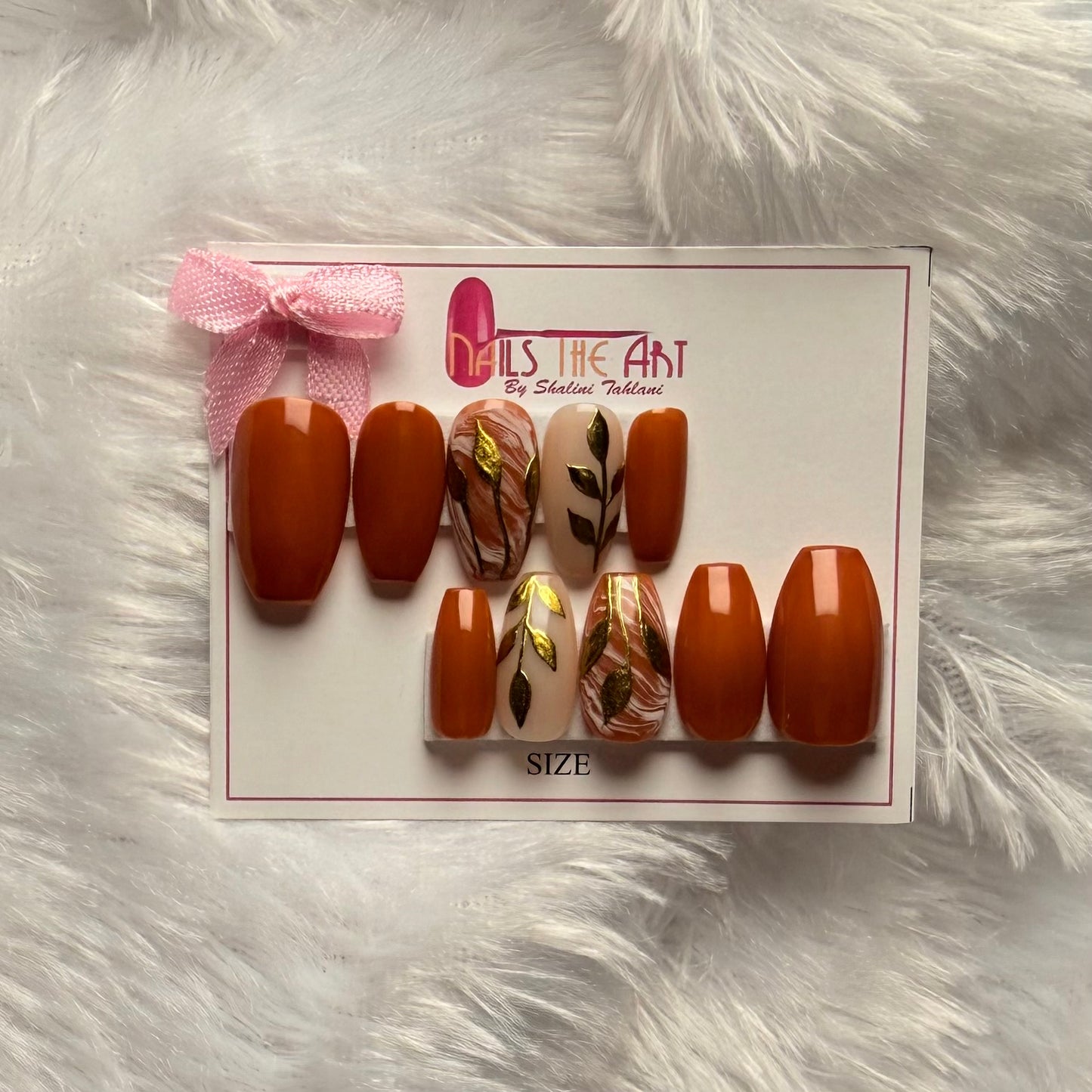 Golden Cocoa Chrome Press-On Nails | Brown & Gold Chrome Luxury Set