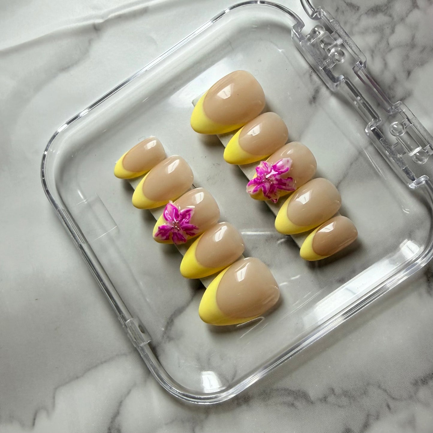 🌼 Lemon Blossom French Press-On Nails