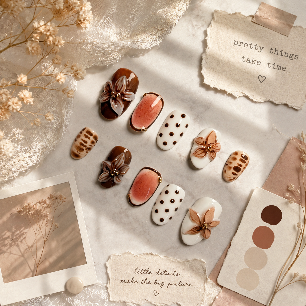 Caramel Bloom Press-On Nails (10 nails)