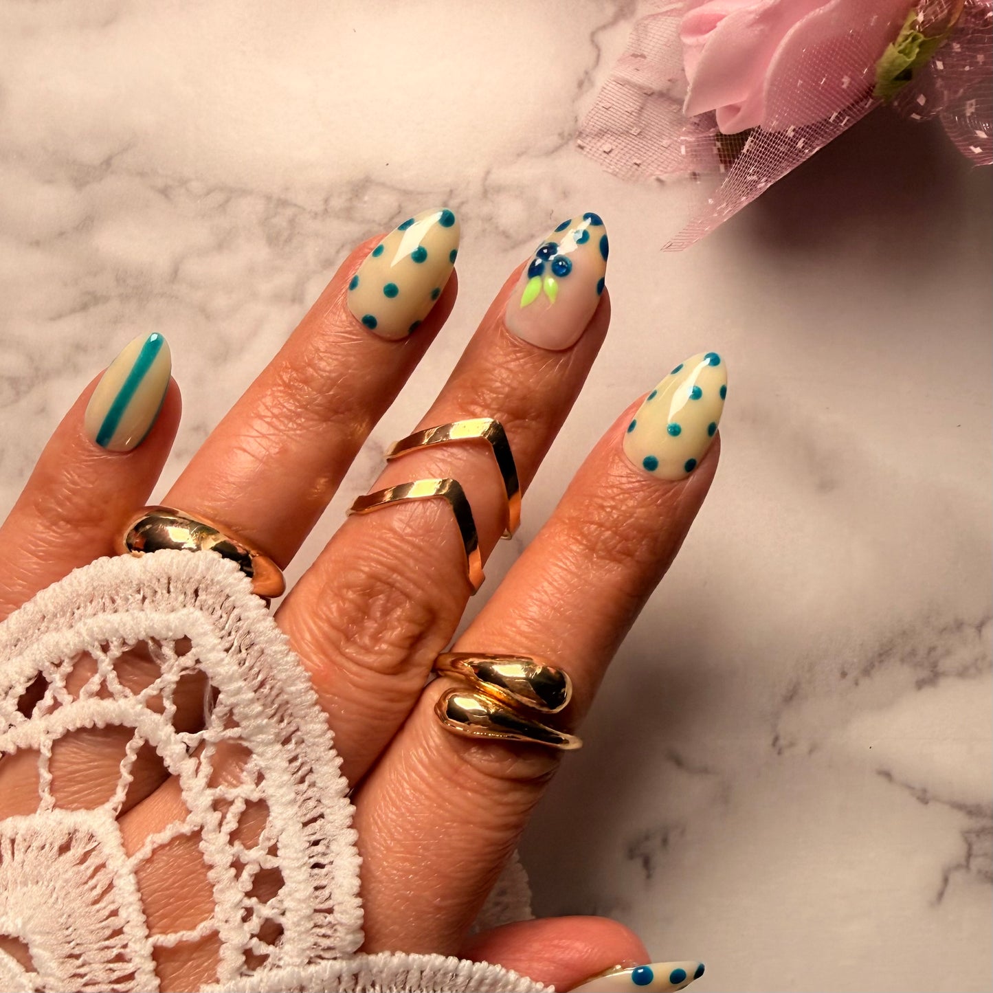 Berry Bliss Nail Set | Cute Pastel Press-On Nails | Handmade Aesthetic 3d Gel Nails (Universal)