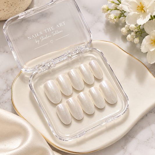 Pearl Glow – Shimmery Ivory Press-On Nails (10 Nails)