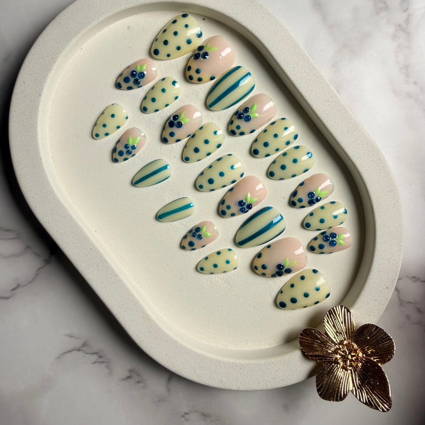 Berry Bliss Nail Set | Cute Pastel Press-On Nails | Handmade Aesthetic 3d Gel Nails (Universal)