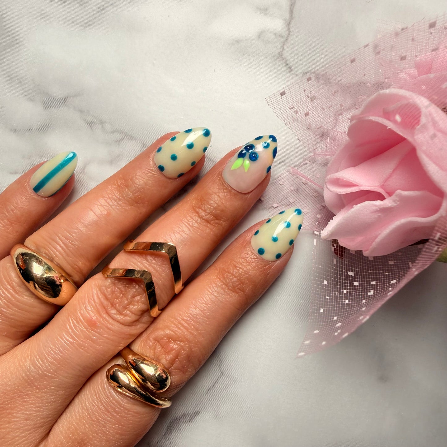 Berry Bliss Nail Set | Cute Pastel Press-On Nails | Handmade Aesthetic 3d Gel Nails (Universal)
