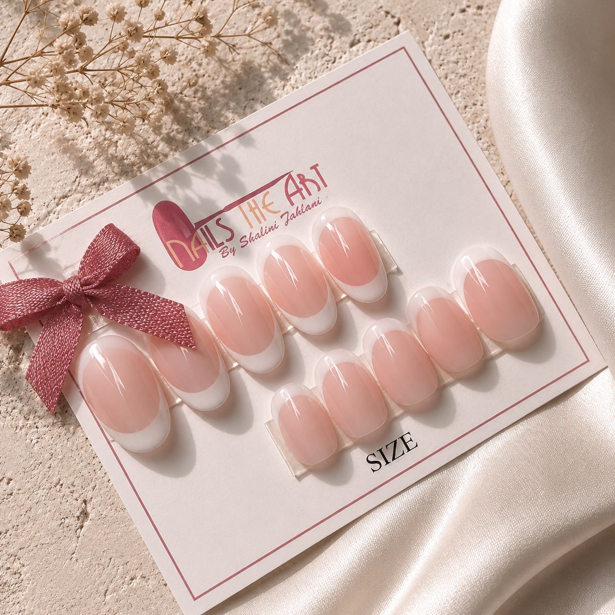 Classic Nude French Tip Press-On Nails – Glossy Salon Look (10 Nails)