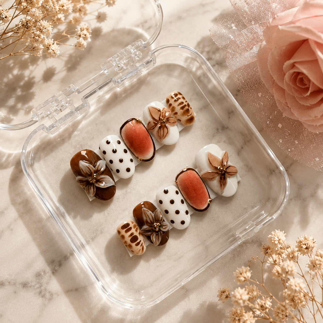 Caramel Bloom Press-On Nails (10 nails)