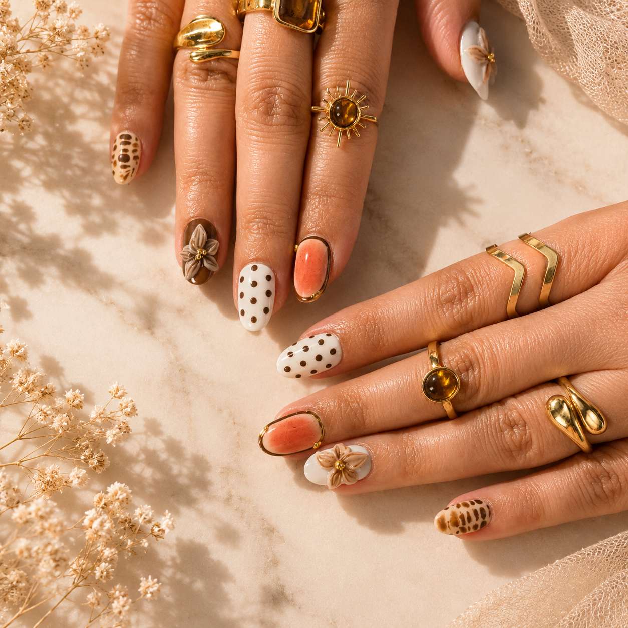 Caramel Bloom Press-On Nails (10 nails)