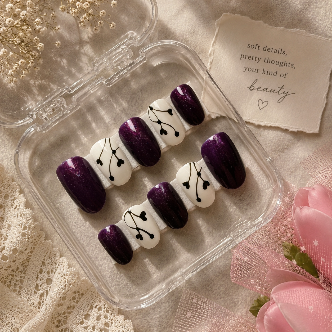 Amethyst Heart Press-On Nails (10 nails)