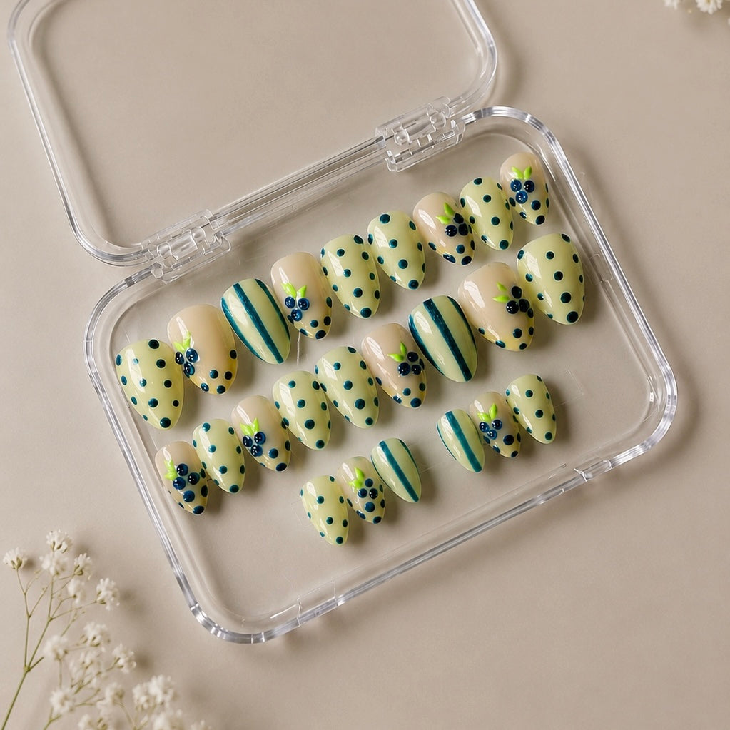 Berry Bliss Nail Set | Cute Pastel Press-On Nails | Handmade Aesthetic 3d Gel Nails (Universal)