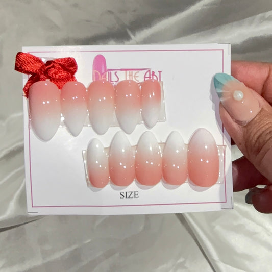 Peach Blush Ombre Press-On Nails – Glossy Minimal Luxe | Almond Shape