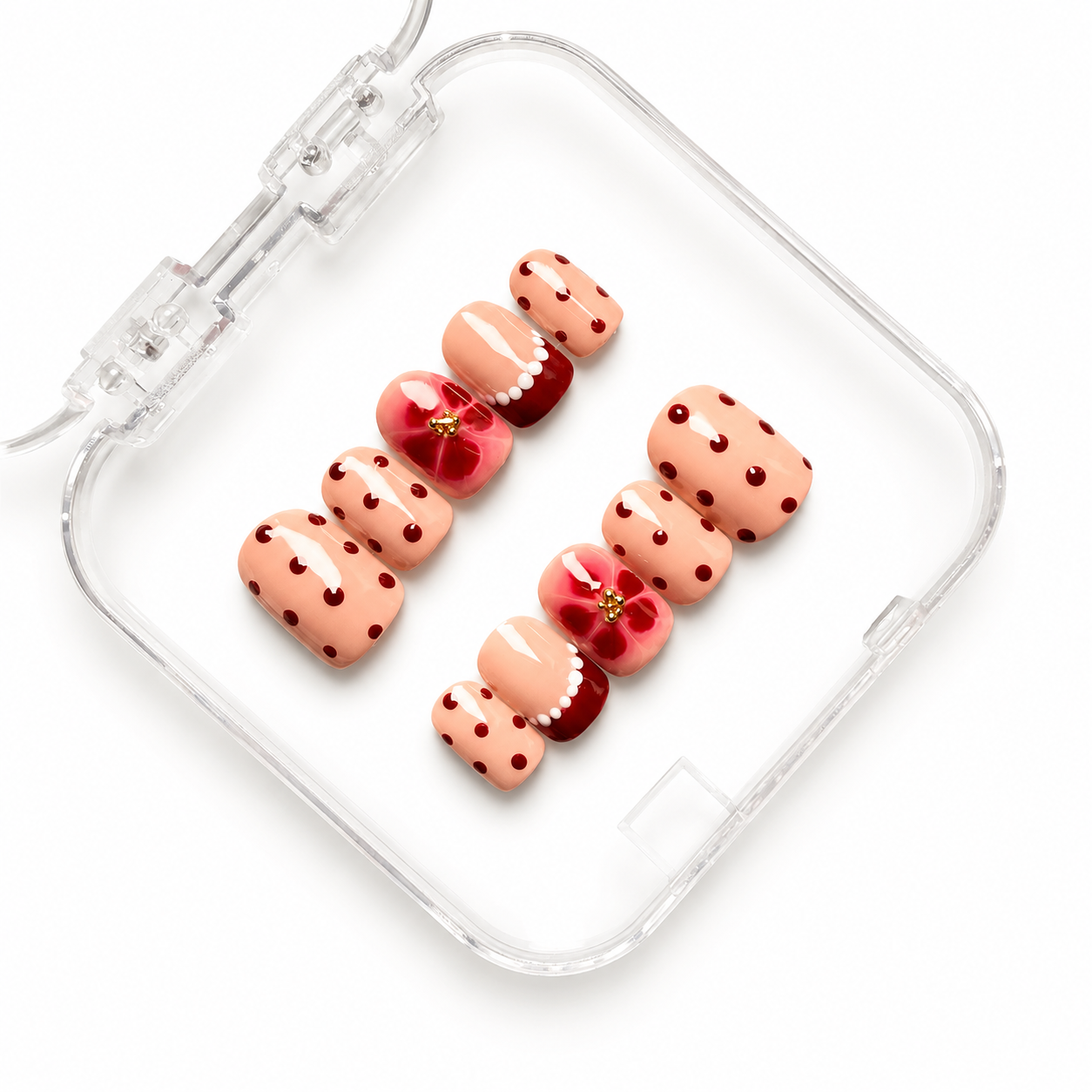 Cherry Blossom Polka Dot Press-On Nails (10 Nails)