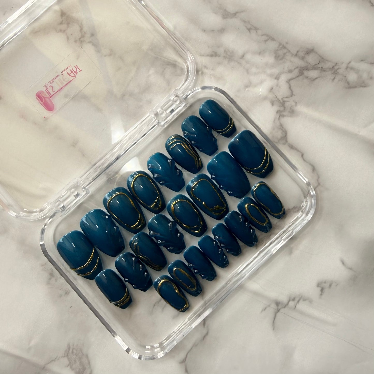 Celestial Blue 3D Chrome Press On Nails | Designer Nails