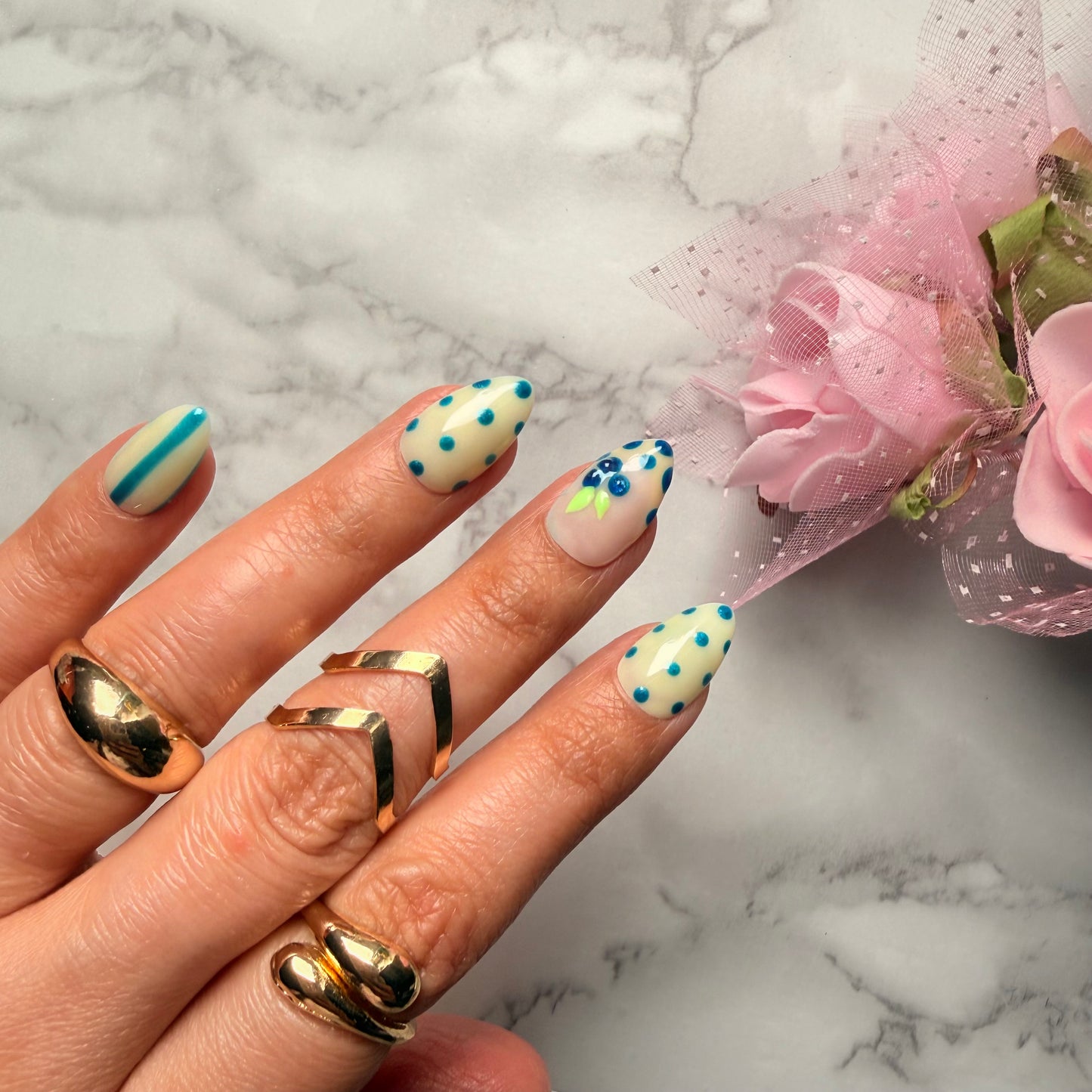 Berry Bliss Nail Set | Cute Pastel Press-On Nails | Handmade Aesthetic 3d Gel Nails (Universal)