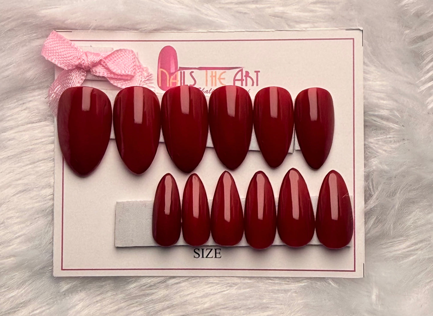 Glossy Maroon almond Press on nails (Universal)