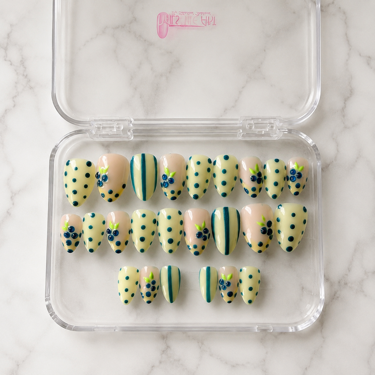 Berry Bliss Nail Set | Cute Pastel Press-On Nails | Handmade Aesthetic 3d Gel Nails (Universal)