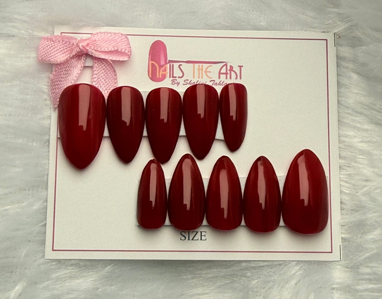 Glossy Maroon almond Press on nails