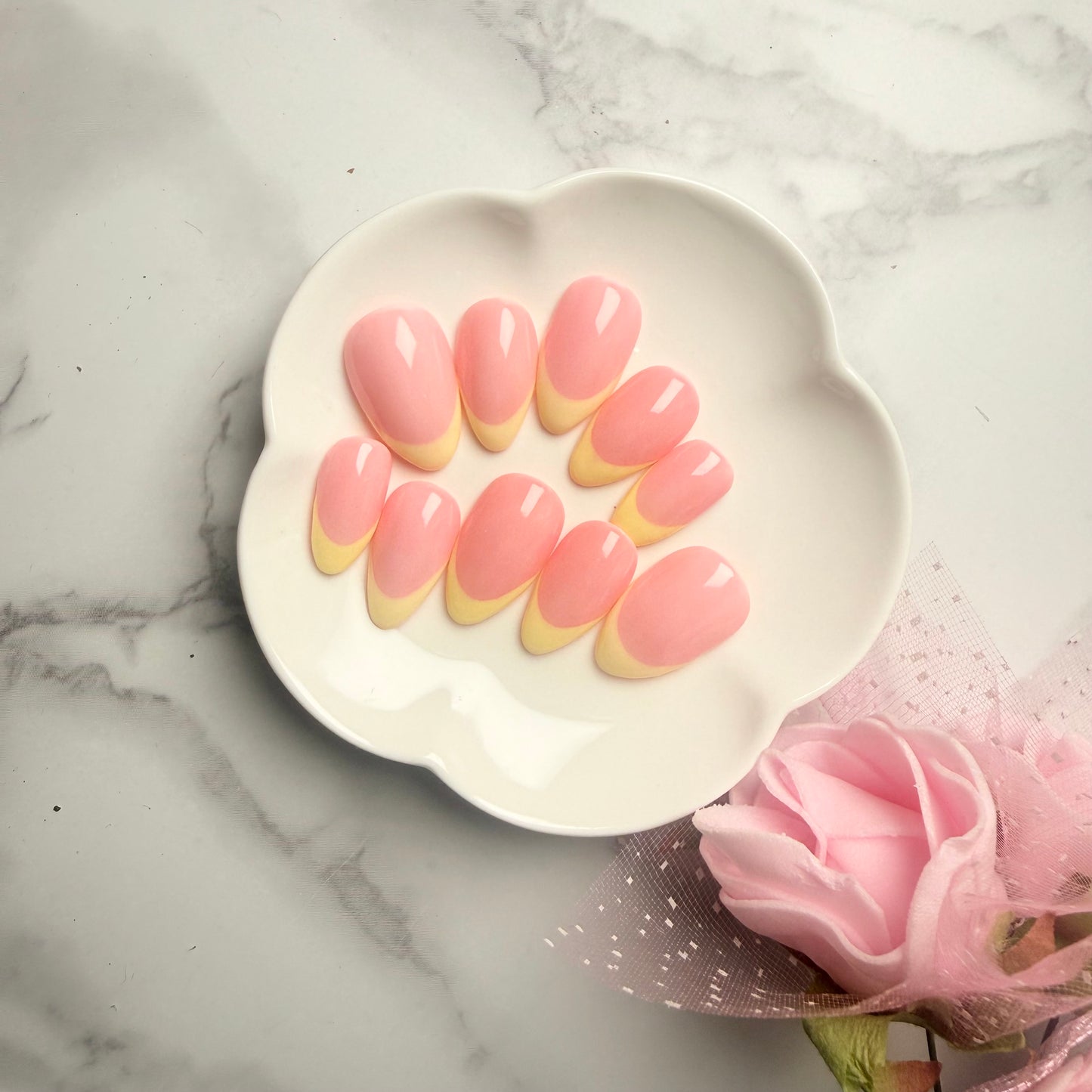 Cotton Blush French Tip Press On Nails (10 nails)