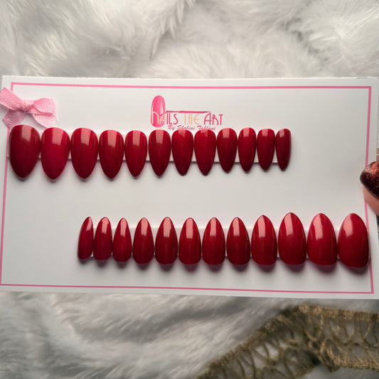 Glossy Maroon almond Press on nails (Universal)