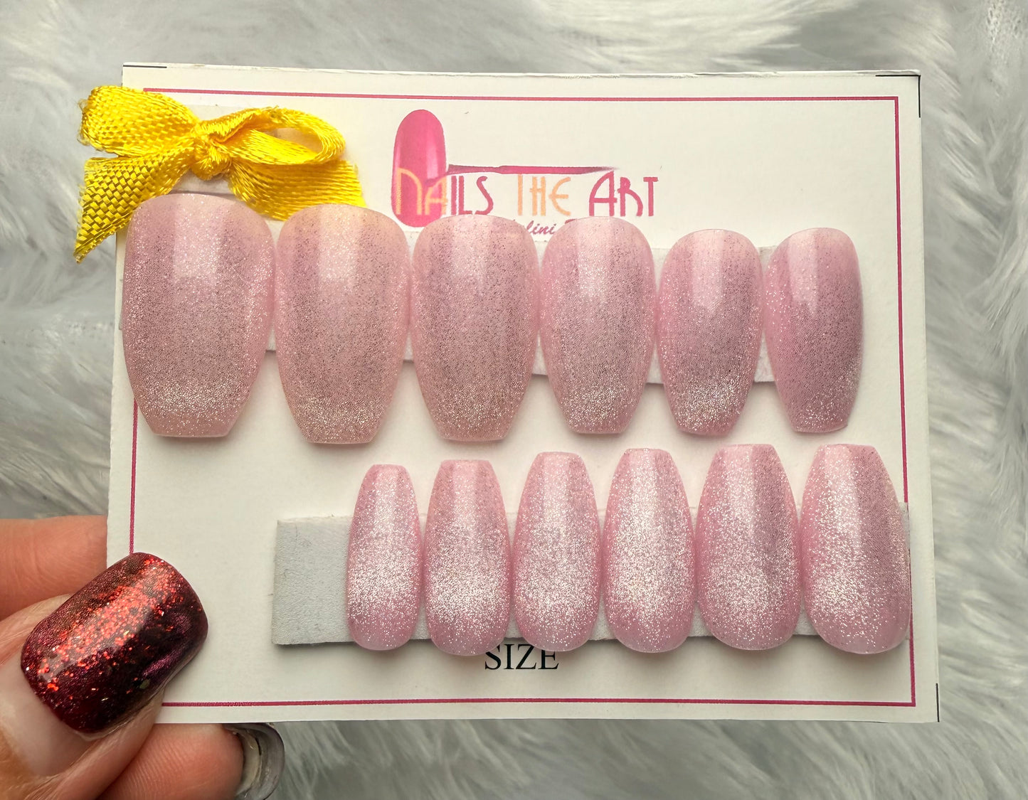Blush Pink Cat Eye Shimmer Coffin Press-On Nails – Magnetic Gloss Finish (universal)