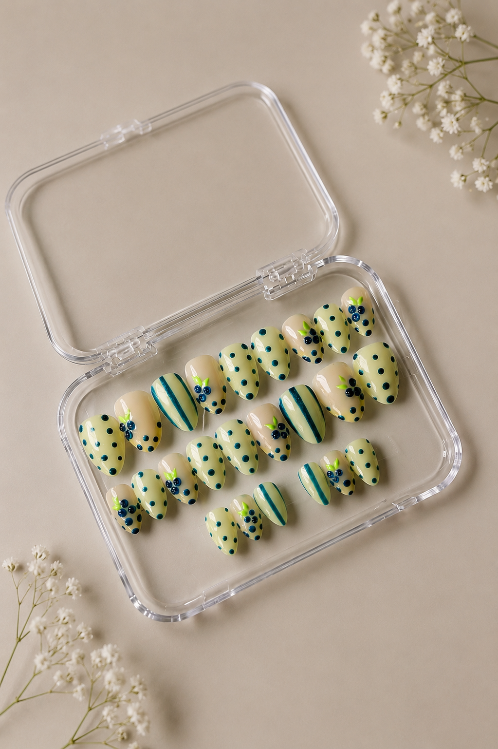 Berry Bliss Nail Set | Cute Pastel Press-On Nails | Handmade Aesthetic 3d Gel Nails (Universal)