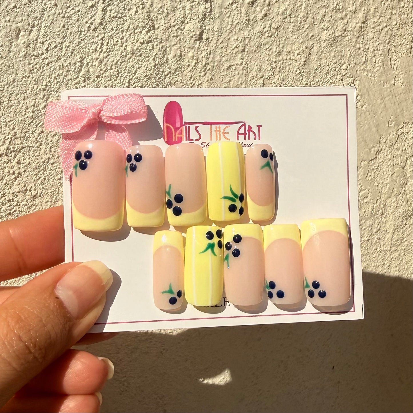 Pastel Lemon French Tips with Cherry Nail Art | Summer Nails