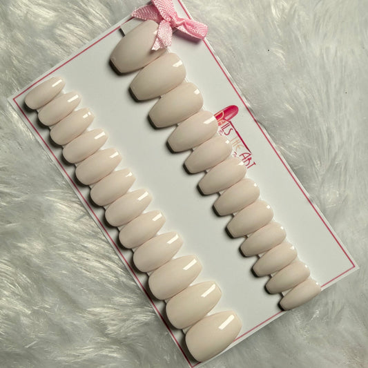 Classic White Glossy Press-On Nails | Coffin Shape | Minimal Elegant Set (Universal)