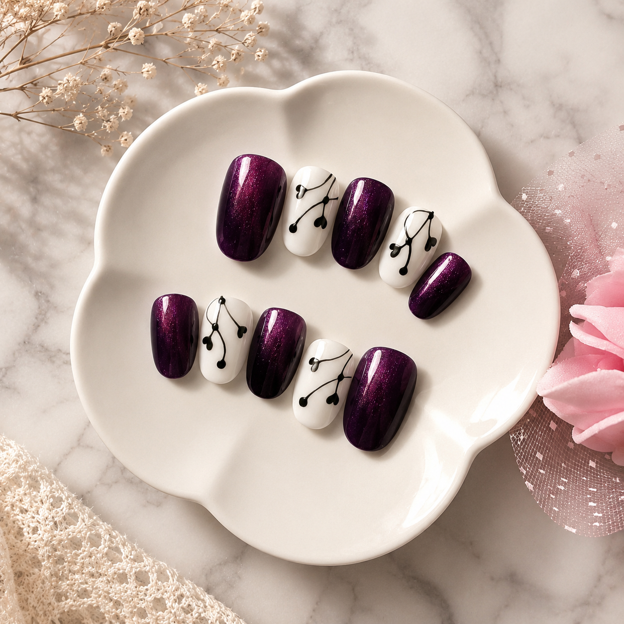 Amethyst Heart Press-On Nails (10 nails)