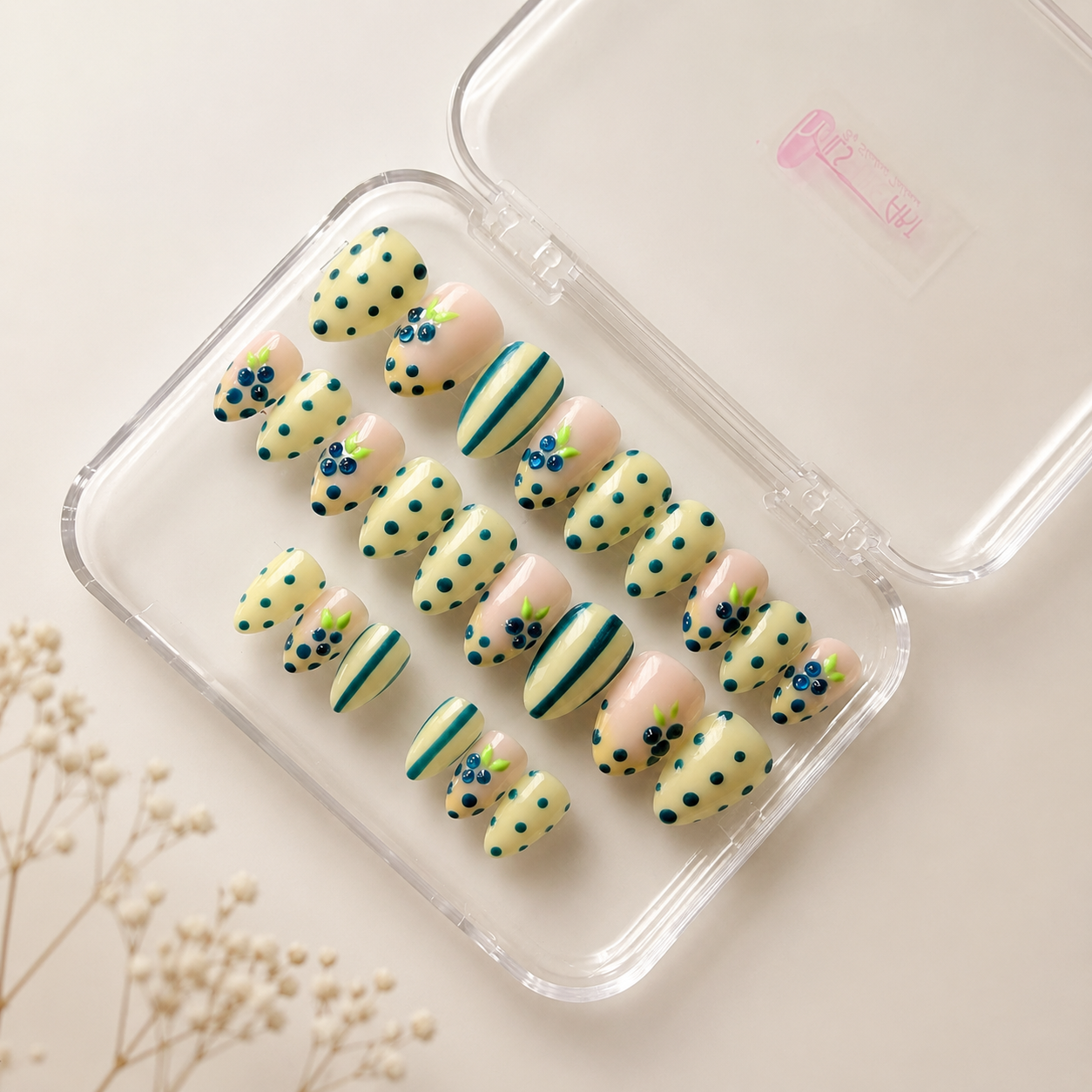 Berry Bliss Nail Set | Cute Pastel Press-On Nails | Handmade Aesthetic 3d Gel Nails (Universal)