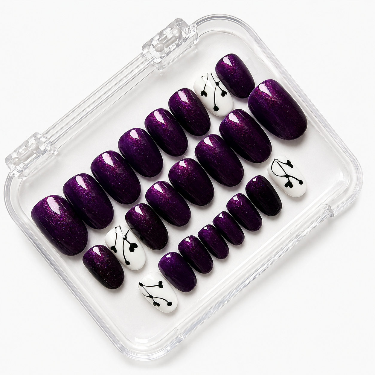 Amethyst Heart Press-On Nails (Universal)