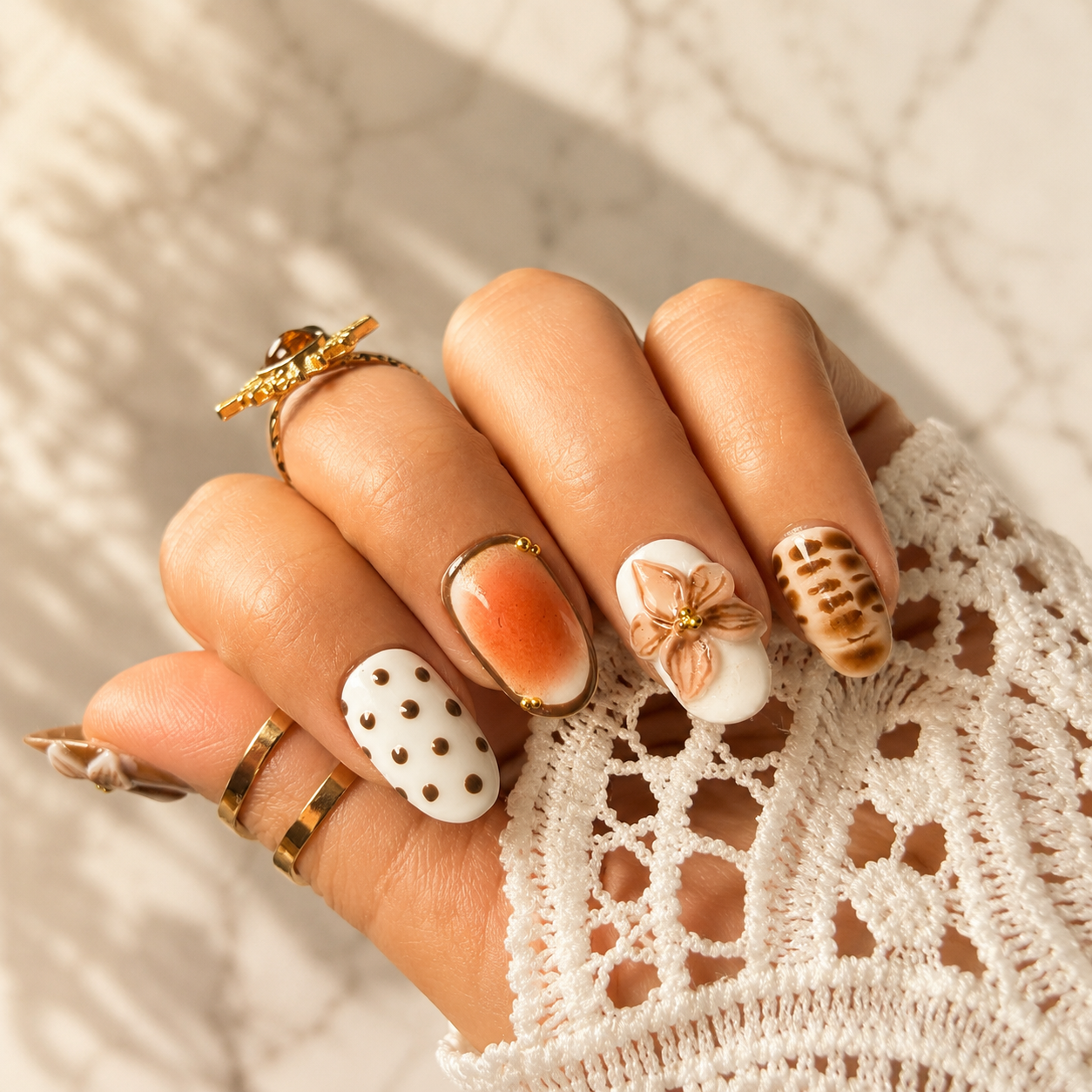 Caramel Bloom Press-On Nails (10 nails)