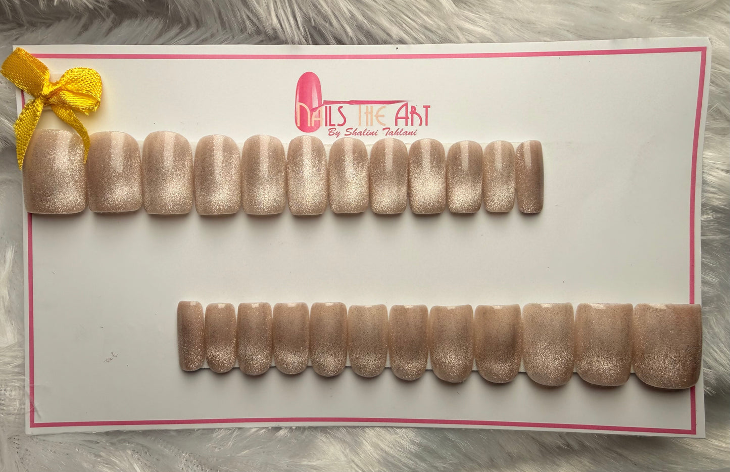 Champagne Cat Eye Press-On Nails | Magnetic Shimmer Luxe Set (Universal)