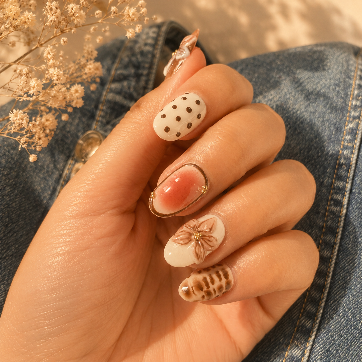 Caramel Bloom Press-On Nails (10 nails)