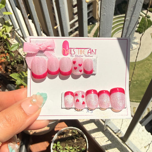 Sweetheart Pink Cat Eye French Press - On Nails