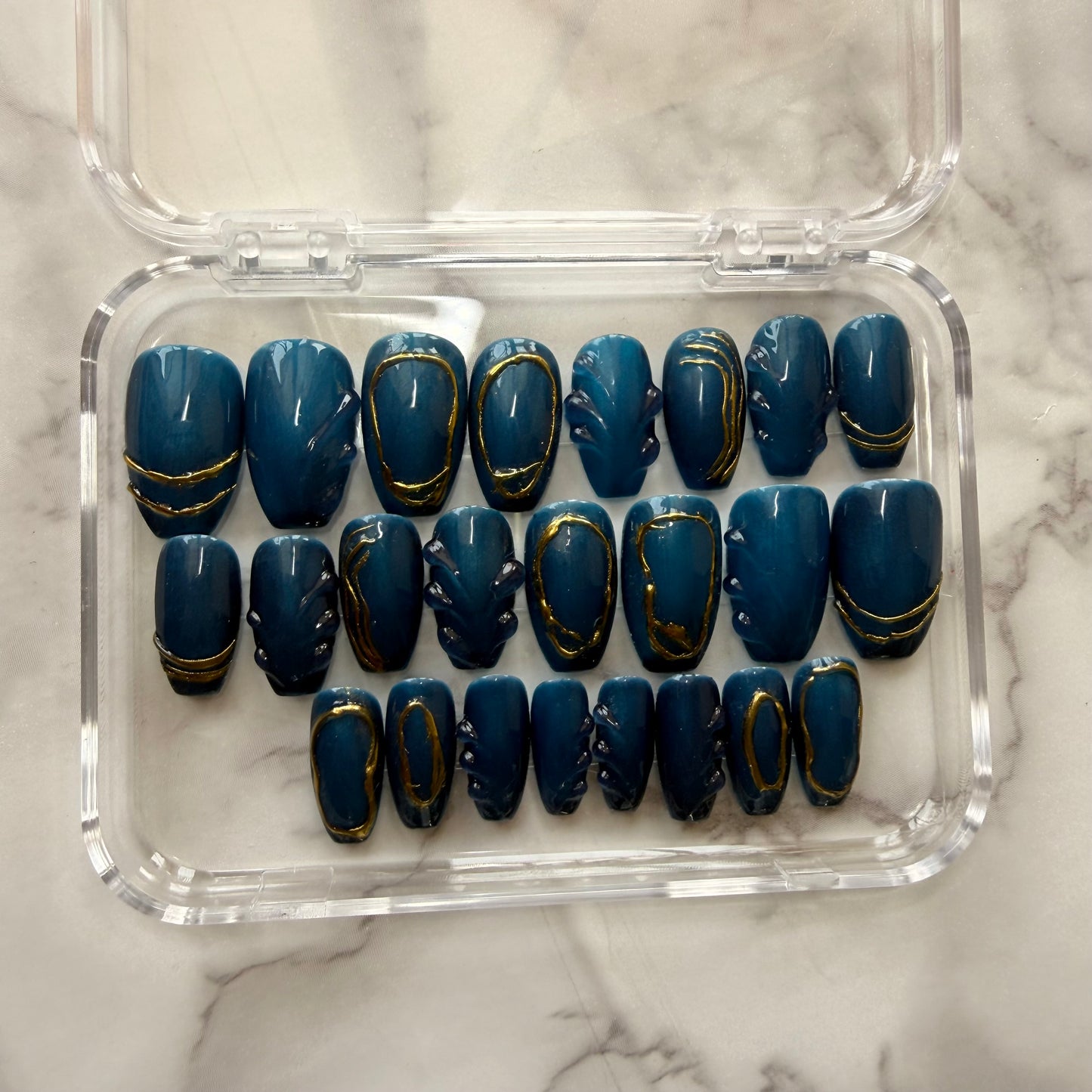 Celestial Blue 3D Chrome Press On Nails | Designer Nails