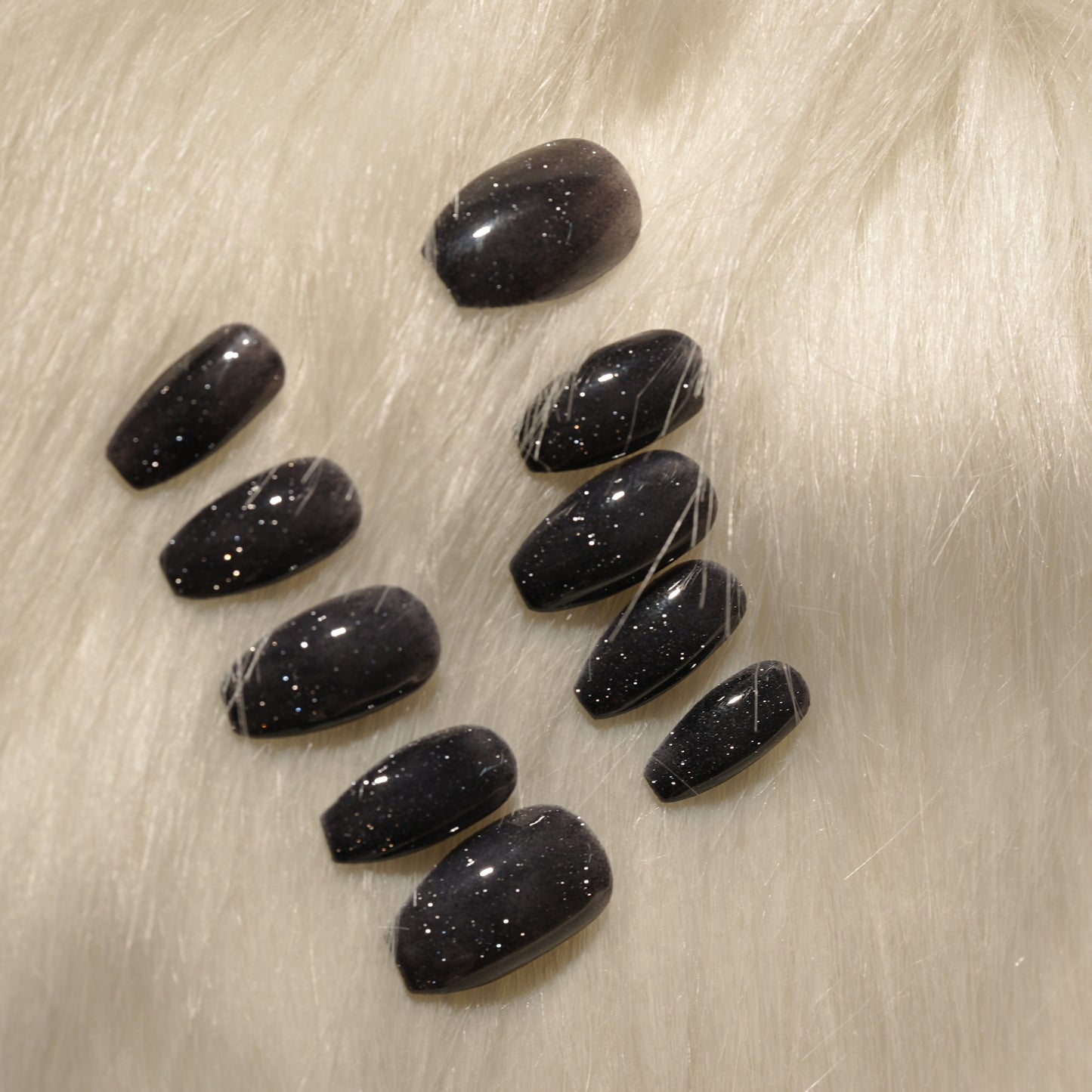 Midnight Stardust Black Press On Nails (10 nails)
