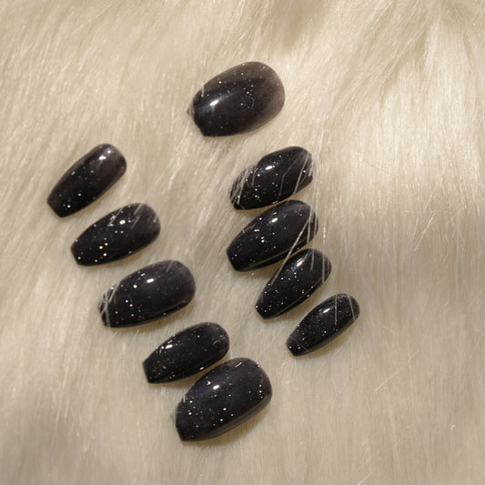 Midnight Stardust Black Press On Nails (Universal)