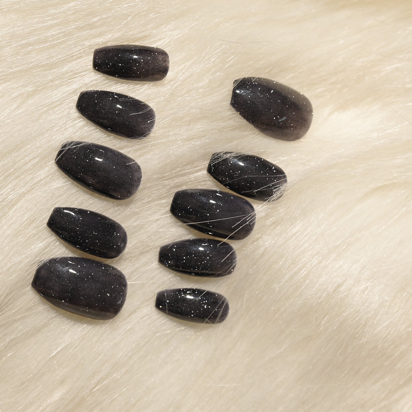 Midnight Stardust Black Press On Nails (10 nails)