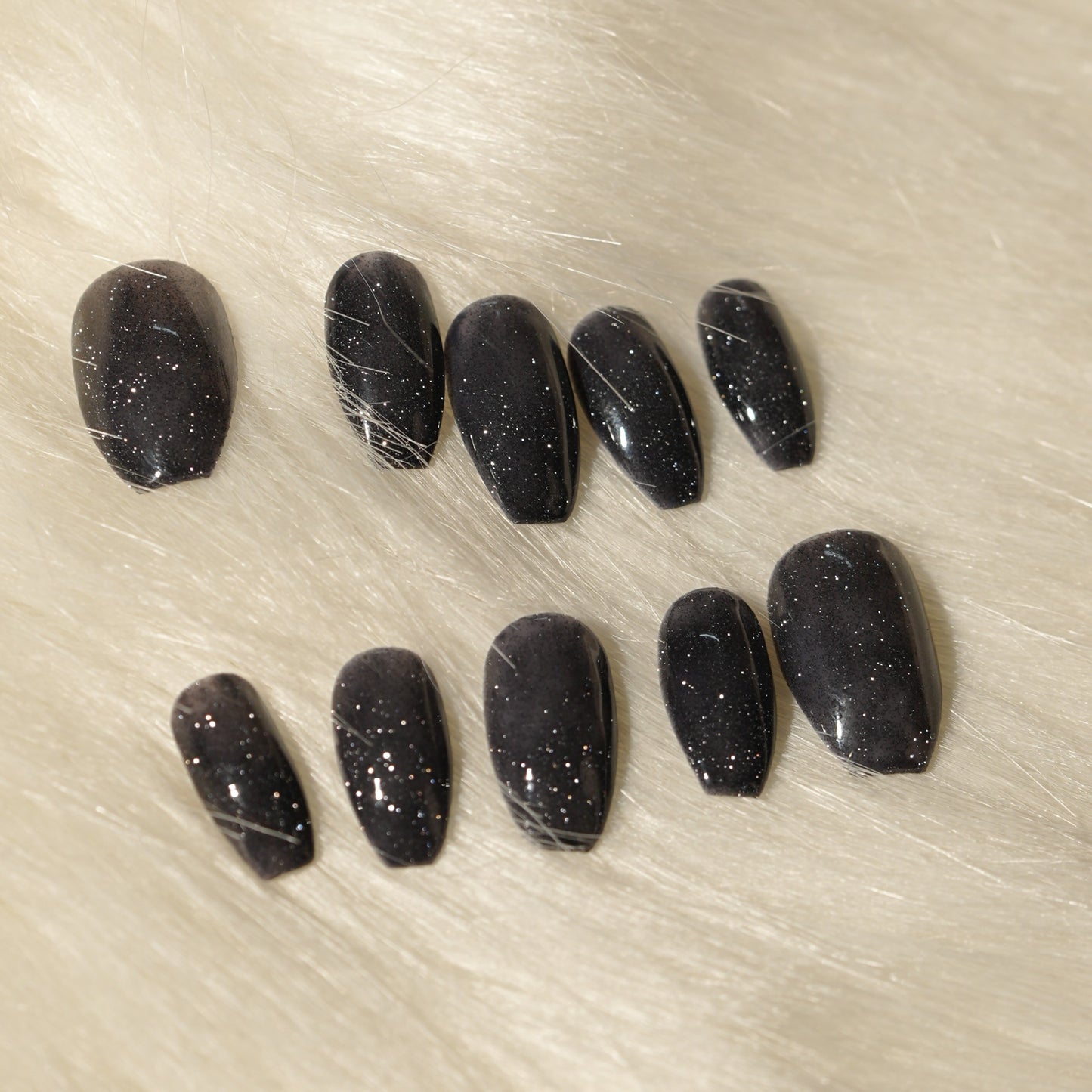 Midnight Stardust Black Press On Nails (10 nails)