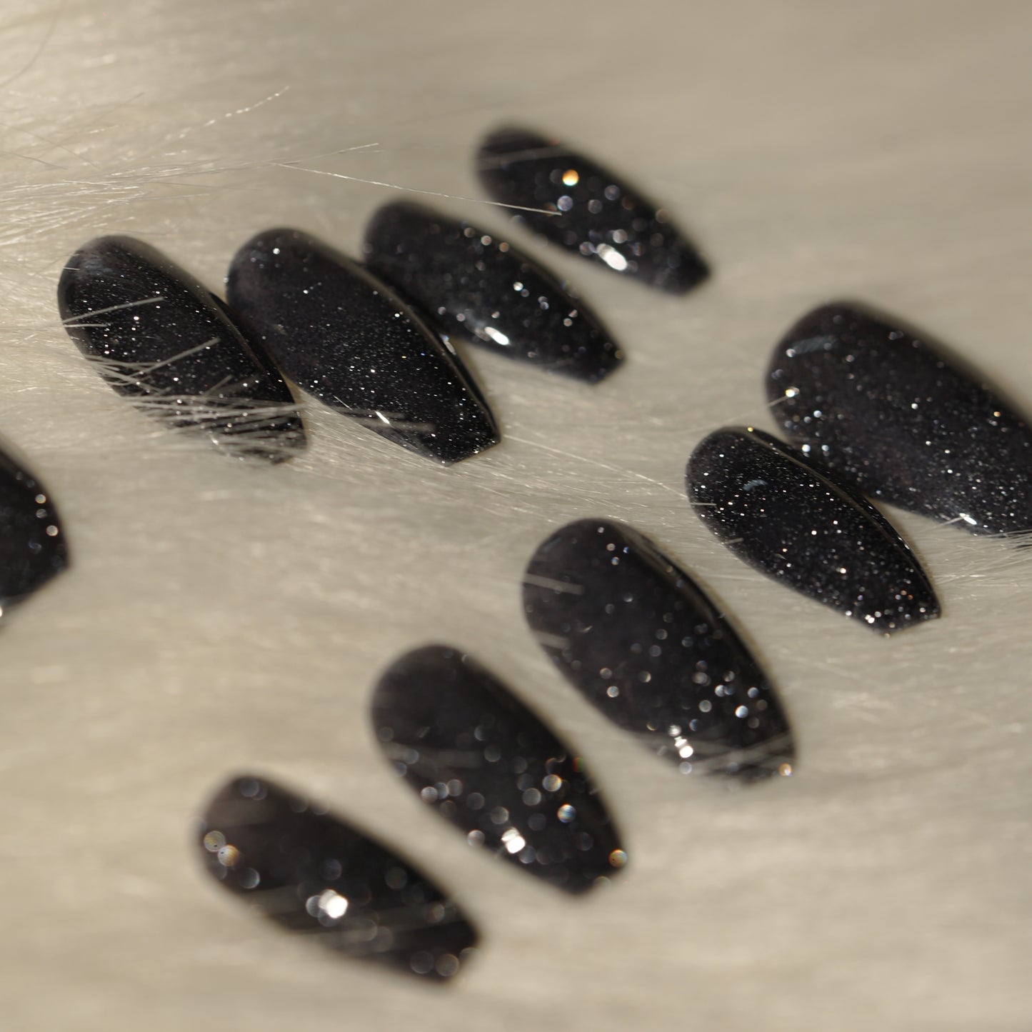 Midnight Stardust Black Press On Nails (10 nails)