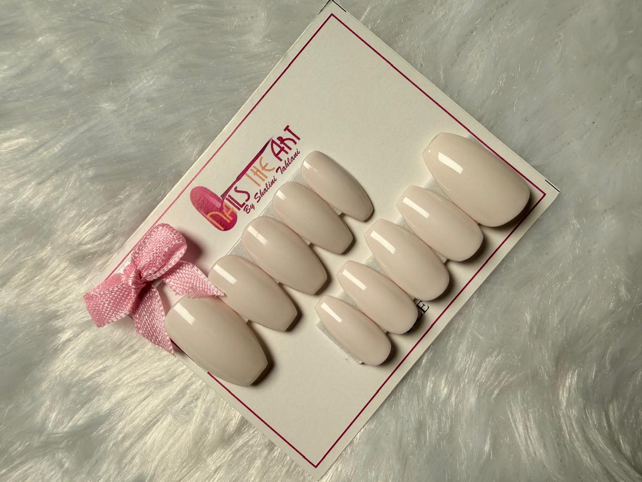 Classic White Glossy Press-On Nails | Coffin Shape | Minimal Elegant Set