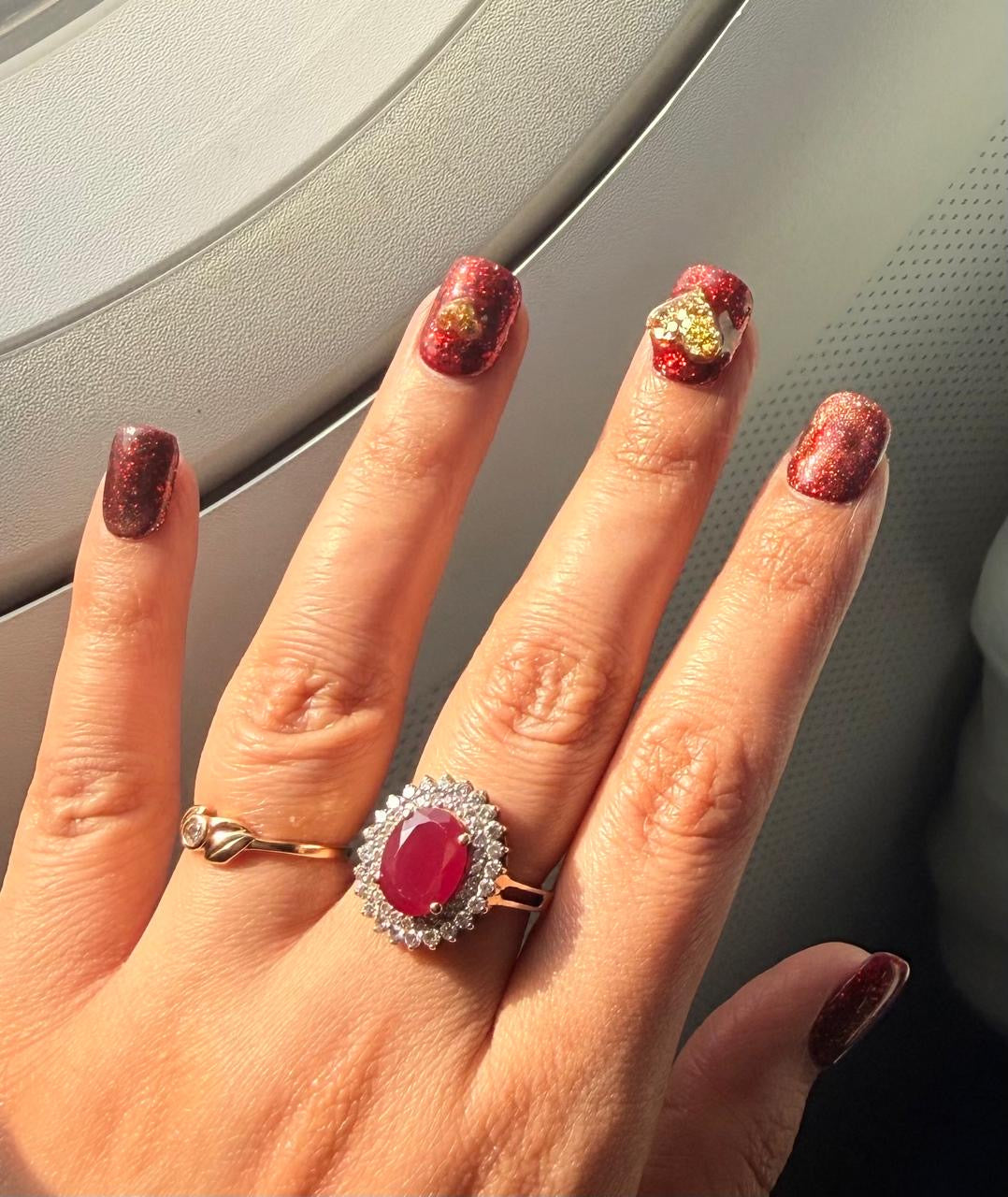 Luxury Red Glitter Heart Press-On Nails – Reusable | Party Wear