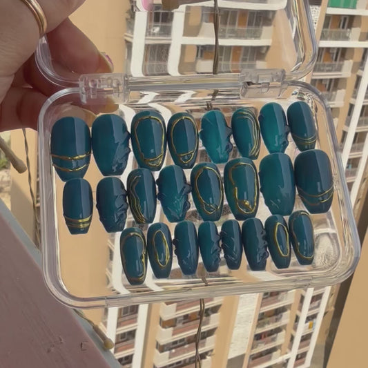 Celestial Blue 3D Chrome Press On Nails | Designer Nails